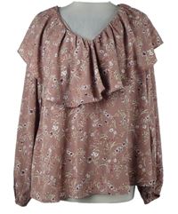 Dámská starorůžová kytičkovaná halenka s límcem In the Style 