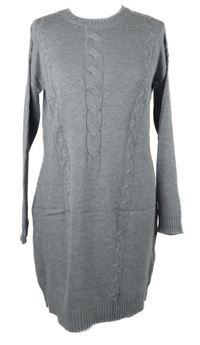 Dámské šedé vzorované svetrové šaty Up2Fashion 