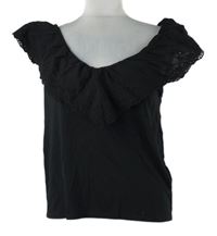 Dámská černá halenka s madeirovým volánkem H&M