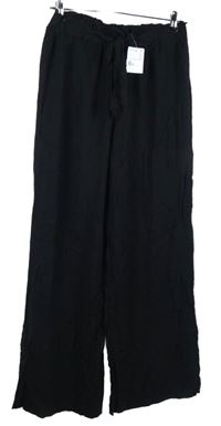 Nové - Dámské černé volné kalhoty s páskem Primark 