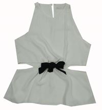 Dámský bílý halenkový crop top s průstřihy a mašlí Zara 