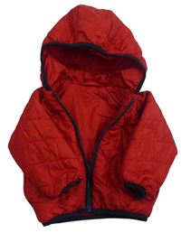 Červená šusťáková prošívaná zateplená bunda s kapucí M&S