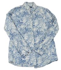 Bílo-modrá košile s listy LC Waikiki