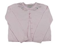 Světlerůžový propínací svetr s kamínky Matalan