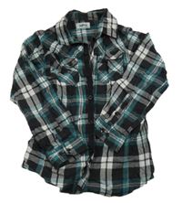 Černo-modro-bílá kostkovaná košile 