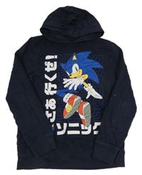 Tmavomodrá mikina se Sonicem a kapucí 