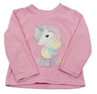 Růžová fleecová mikina s jednorožcem Primark