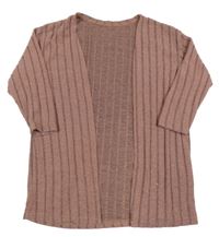 Starorůžovo-černý melírovaný žebrovaný úpletový cardigan Shein