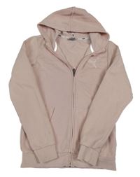 Světlerůžová propínací mikina s logem a kapucí PUMA