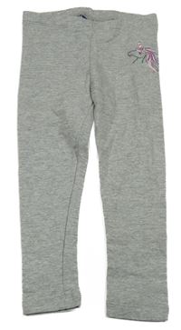 Šedé melírované legíny s jednorožcem Lupilu