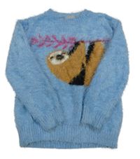 Světlemodrý chlupatý svetr s lenochodem Matalan