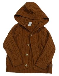 Hnědý propínací svetr s kapucí Topomini