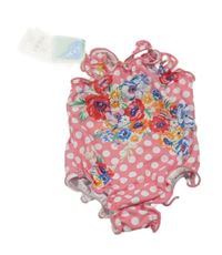 Nové - Růžové puntíkaté plavky s kytičkami Monsoon