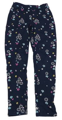 Tmavomodré tregíny s květinami KIDS