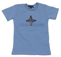 Modré tričko s potiskem a nápisem Stone Island