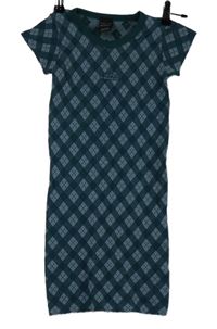 Dámské tmavozeleno-světlezelené vzorované minišaty s nápisem Iets Fans