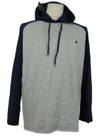 Nové - Pánské šedo-tmavomodré triko s kapucí French