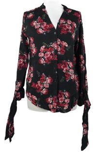 Dámská černá halenka s květy 