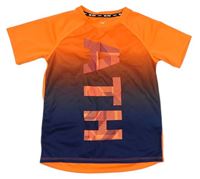 Neonově oranžovo-tmavomodré sportovní tričko s nápisem H&M