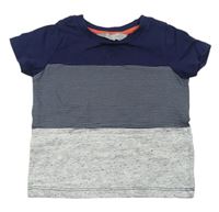 Tmavomodro-pruhovano-šedé tričko Primark