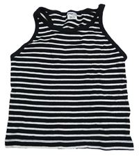 Černo-bílý pruhovaný žebrovaný crop top Page one young