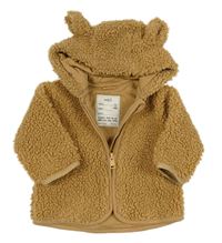 Hnědá huňatá bunda s kapucí M&S