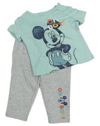 2set - Mentolové tričko s Mickeym + šedé tepláky Disney