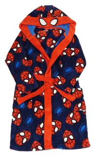 Tmavomodro-červený chlupatý župan se Spidermanem a kapucí zn. Marvel