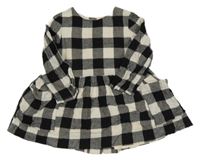 Černo-smetanové kostkované plátěné šaty Zara