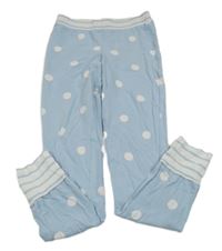 Světlemodro-bílé puntíkaté pyžamové kalhoty TCM