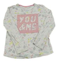 Šedé vzorované triko s nápisem 