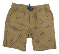 Hnědé puntíkaté plátěné kraťasy s potiskem Lupilu