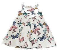 Bílé bavlněné šaty s motýly H&M