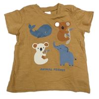 Hnědé tričko se zvířaty H&M