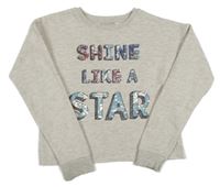 Světlebéžová melírovaná crop mikina s nápisy a flitry Matalan