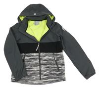 Šedo-černo-žíhaná softshellová bunda s kapucí Icepeak