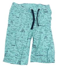 Světlemodré plátěné kraťasy se žraloky H&M