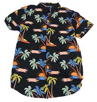 Černá košile s plážovým motivem Primark