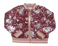 Růžová flitrová podšitá bunda H&M