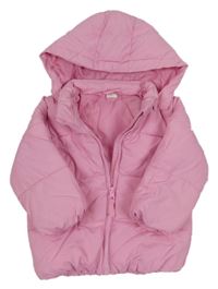 Růžová šusťáková zimní bunda s odepínací kapucí H&M