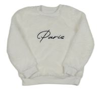 Bílá chlupatá mikina s nápisem Threadgirls