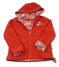 Červená fleecová propínací podšitá bunda s kapucí Sigikid