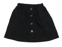 Černá manšestrová sukně s knoflíčky Shein 