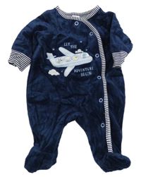 Tmavomodrý sametový overal s letadly C&A