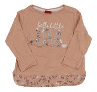 Světlerůžové triko s nápisy a ptáčky S. Oliver 