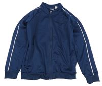 Tmavomodrá sportovní propínací mikina s proužky L&D