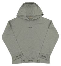 Šedá melírovaná sportovní mikina s logem a kapucí USA pro