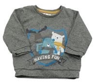 Šedá mikina se zvířátky Pepco