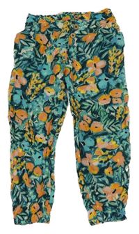 Zelené turecké kalhoty s květy Primark