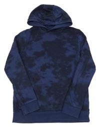 Tmavomodro-modrá batikovaná mikina s kapucí M&S